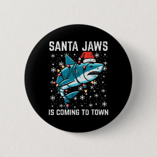 Badge Rond 5 Cm Noël Shark Père Noël Jaws Jaws Jaws Hommes Garçons