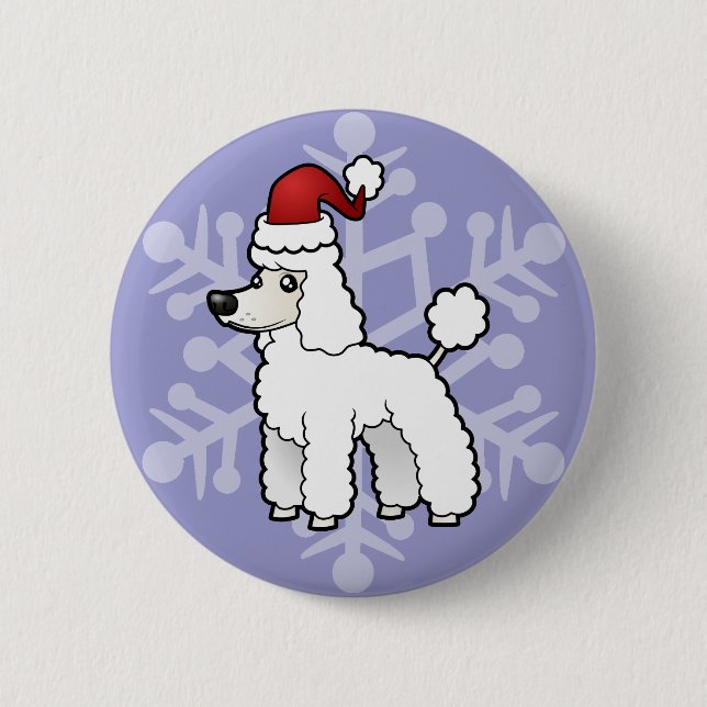 Badge Rond 5 Cm Noël standard/coupe de chiot caniche de (Devant)