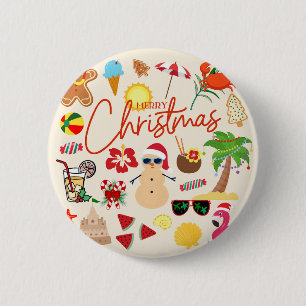 Badge Rond 5 Cm Noël tropical
