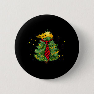 Badge Rond 5 Cm Noël Trump États-Unis Drôle Cheveux Trump Arbre Ho