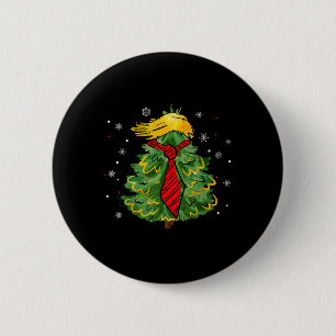Badge Rond 5 Cm Noël Trump États-Unis Drôle Cheveux Trump Arbre vi