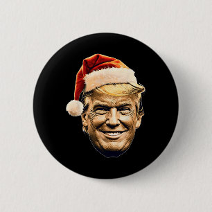Badge Rond 5 Cm Noël Trump Visage Père Noël Drôle Xmas Meme Hommes