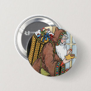 Badge Rond 5 Cm Noël Vintage, Jouets du Père Noël Chaussures