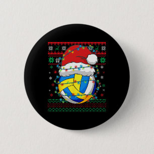 Badge Rond 5 Cm Noël Volley-ball Noël Père Noël Casquette sportif