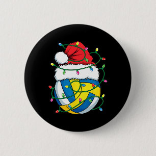 Badge Rond 5 Cm Noël Volley-ball Santa Hat Garçons Filles Noël Lig