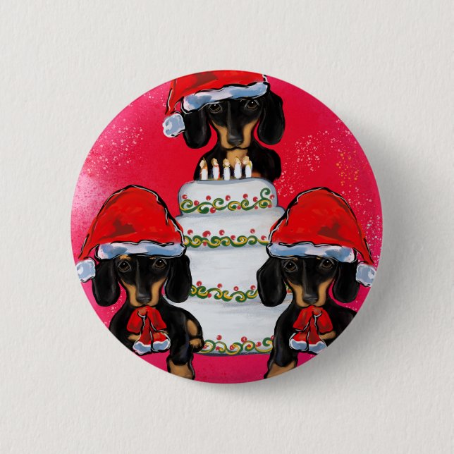 Badge Rond 5 Cm Noëls Doxies (Devant)