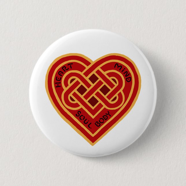 Badge Rond 5 Cm Nœud celtique Cœur Esprit Âme Corps (Devant)