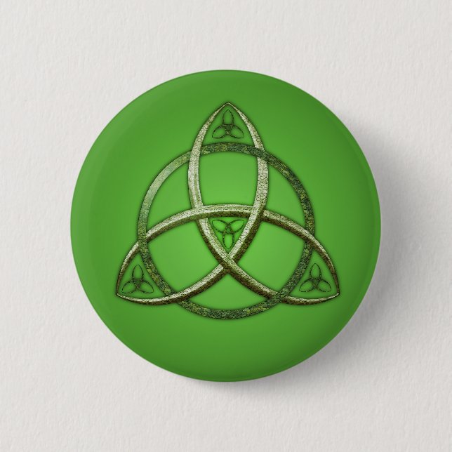 Badge Rond 5 Cm Nœud celtique de la Trinité verte (Devant)