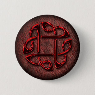 Badge Rond 5 Cm Noeud celtique sur le cuir véritable