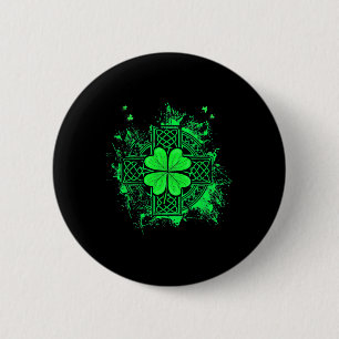 Badge Rond 5 Cm Nœud celtique trèfle irlandais Trèfle à trois feui