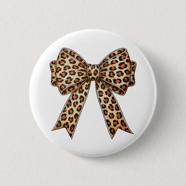 Badge Rond 5 Cm Noeud Coquet Léopard Guépard Sublimation (Devant)