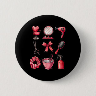Badge Rond 5 Cm Nœud Coquette Saint Valentin Coiffeur Coiffeuse Co
