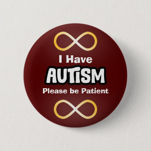 Badge Rond 5 Cm Nœud d'infini d'or Sensibilisation à l'autisme