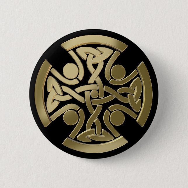 Badge Rond 5 Cm noeud d'or celtique (Devant)