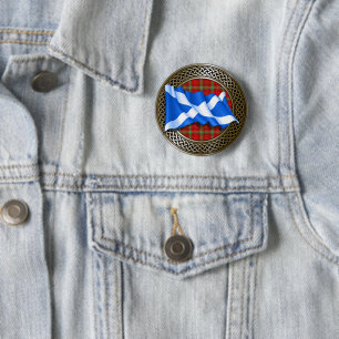 Badge Rond 5 Cm Noeud et drapeau du tartan du clan Morrison