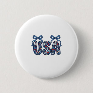 Badge Rond 5 Cm Nœud Floral USA Design Vectoriel Patriotique_1