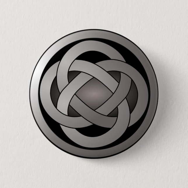 Badge Rond 5 Cm Noeud gris et noir, celtique (Devant)