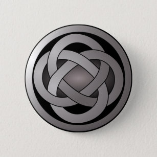 Badge Rond 5 Cm Noeud gris et noir, celtique