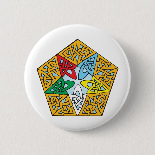 Badge Rond 5 Cm Noeud oriental de Celtic d'étoile (Devant)