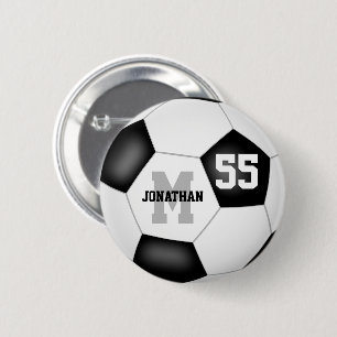 Badge Rond 5 Cm noir blanc garçons filles soccer personnalisée