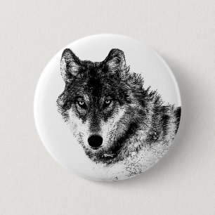 Badge Rond 5 Cm Noir Blanc Inspiration Wolf Eyes