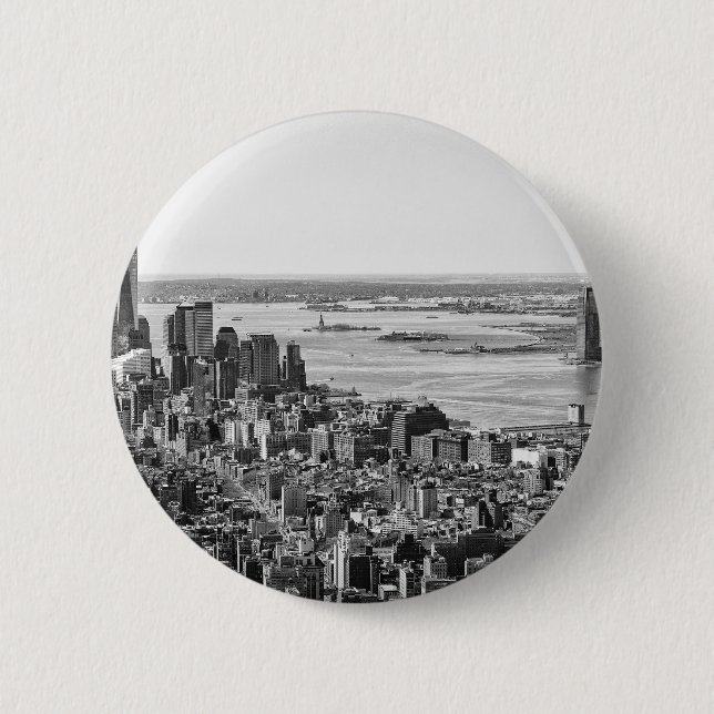 Badge Rond 5 Cm Noir blanc New York City Skyline (Devant)