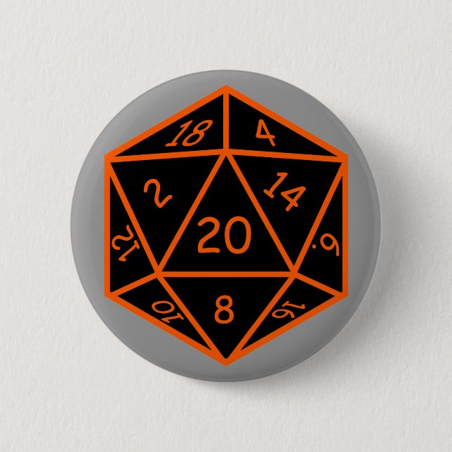 Badge Rond 5 Cm Noir D20 et orange (Devant)