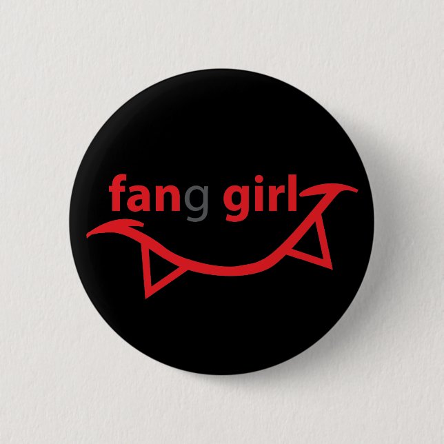 Badge Rond 5 Cm Noir de bouton de fille de fan/croc (Devant)