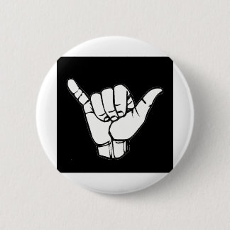 Badge Rond 5 Cm Noir de signe de Shaka