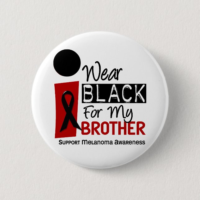 Badge Rond 5 Cm Noir d'usage du mélanome I pour mon frère 9 (Devant)