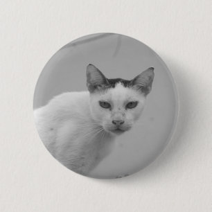 Badge Rond 5 Cm Noir et blanc - Chat 02