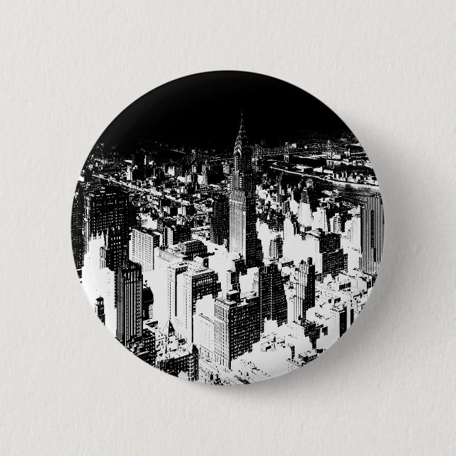 Badge Rond 5 Cm Noir et blanc New York (Devant)
