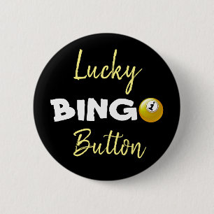 Badge Rond 5 Cm Noir et jaune chanceux de bouton de BINGO-TEST