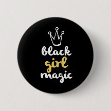 Noir magique de bouton de couronne de fille noire