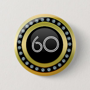 Badge Rond 5 Cm Noir, or et diamants de bouton de modèle de Styli