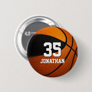 Badge Rond 5 Cm noir orange équipe de basket couleurs w nom du jou