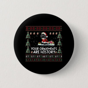 Badge Rond 5 Cm Noir Poodle Noël Arbre Lumières Décorations Xma