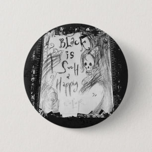 Badge Rond 5 Cm noir si joyeux