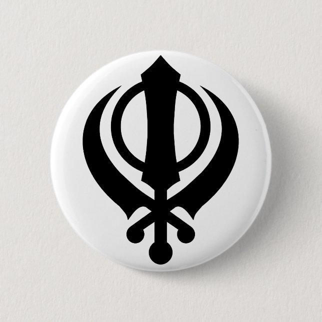 Badge Rond 5 Cm Noir sikh de Khanda (Devant)