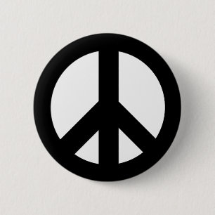 Badge Rond 5 Cm Noir sur le symbole de paix blanc de CND