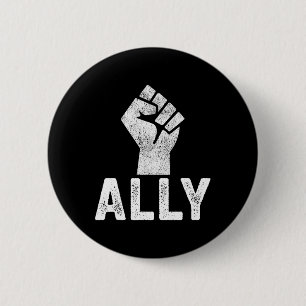 Badge Rond 5 Cm Noir Vit Problème Ally Fist Support Blm