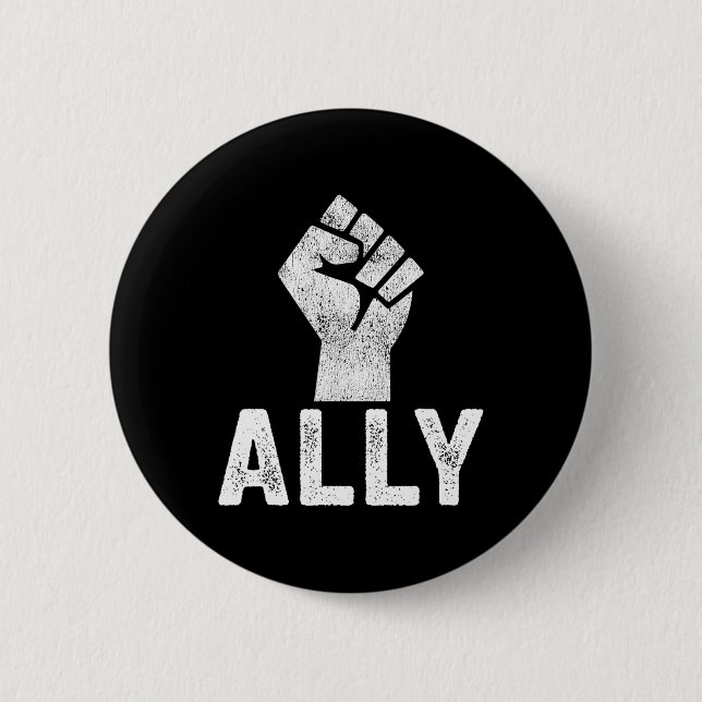 Badge Rond 5 Cm Noir Vit Problème Ally Fist Support Blm (Devant)