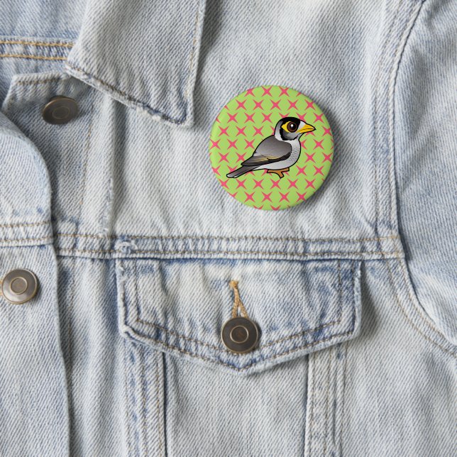 Badge Rond 5 Cm Noisy Miner Birdorable (En situation)