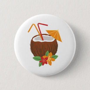 Badge Rond 5 Cm Noix de coco de Pina Colada