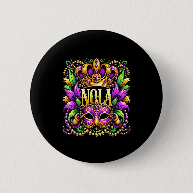 Badge Rond 5 Cm Nola New Orleans Mardi Gras 2025  (Devant)
