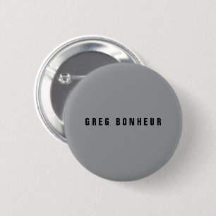 Badge Rond 5 Cm Nom au look moderne et élégant Gris et Noir