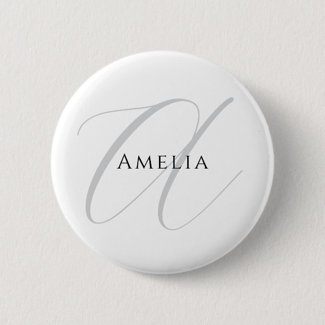 Badge Rond 5 Cm Nom Chic Monogramme Lettre initiale Calligraphie (Devant)