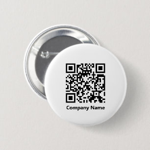 Badge Rond 5 Cm Nom commercial et code QR Modèle noir et blanc