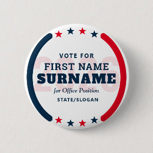 Badge Rond 5 Cm Nom de candidat personnalisé Campagne électorale p