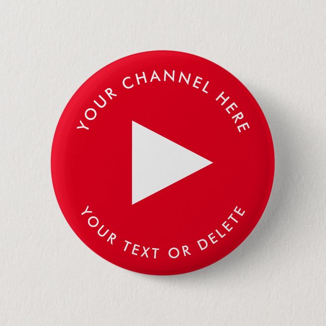 Badge Rond 5 Cm Nom de chaîne Youtube Personnalisé Rouge (Devant)